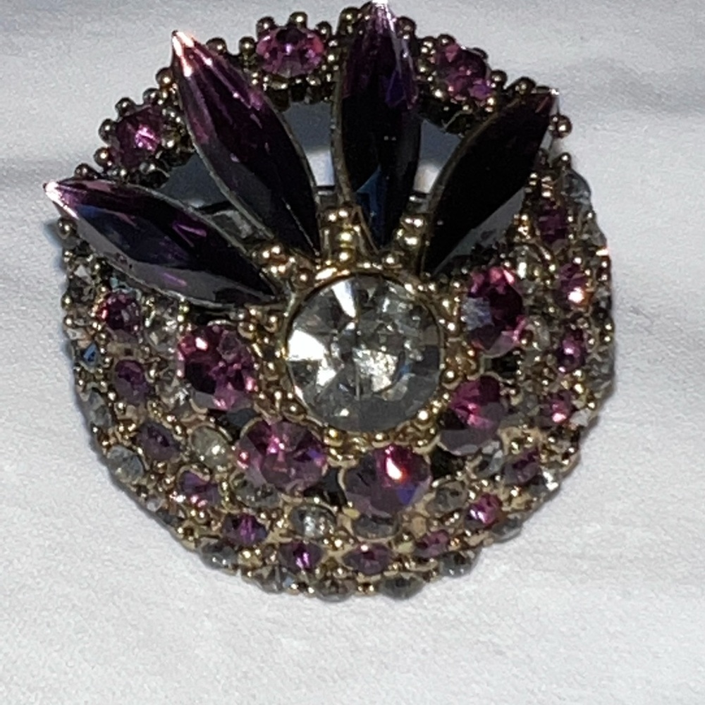 Unique Purple & Smoked Glass Ring